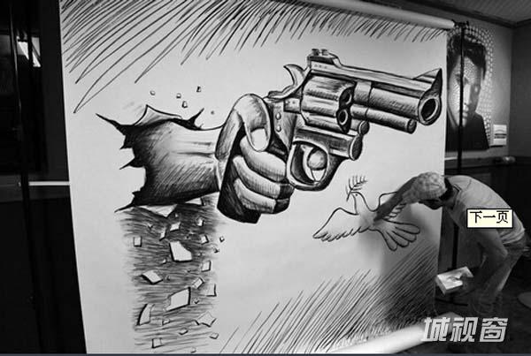 比利时艺术家3D素描画震撼观者视觉