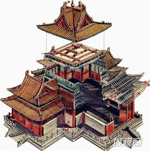 紫禁城角楼清康熙重建 北京紫禁城三大殿嘉峪关为2005年到甘肃时绘下